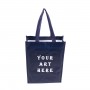Navy Small Laminated Tote Bag 9.5" W x 12.5" H x 3.5" D